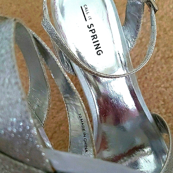 Call It Spring "Lupien" Silver Sparkle Heels - Picture 5 of 9